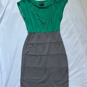 Enfocus Studio Emerald and Black Polka Dot Pencil Skirt